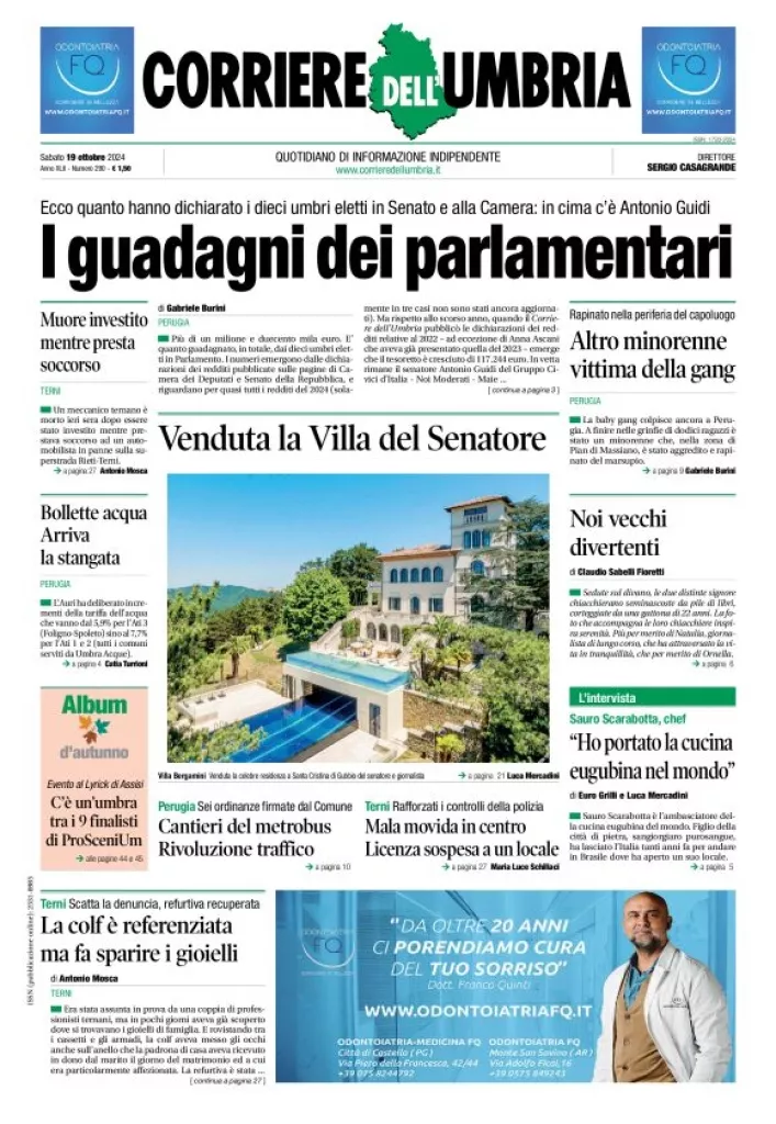 Prima-pagina-corriere umbria-del-2024-10-19